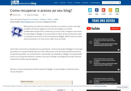 
                            3. Como recuperar o acesso ao seu blog? - [ Ferramentas Blog ]