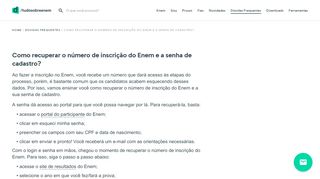 
                            11. Como recuperar o número de inscrição do Enem e a senha de ...