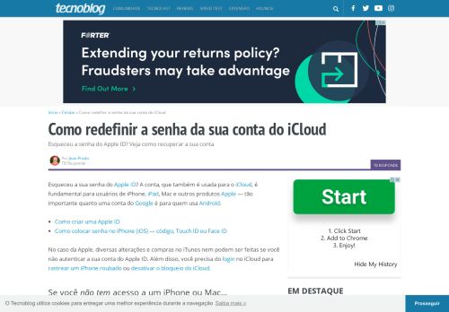 
                            8. Como redefinir a senha da sua conta do iCloud – Tecnoblog