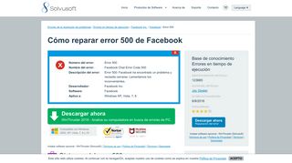 
                            2. Cómo reparar error 500 de Facebook - Solvusoft