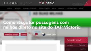 
                            8. Como resgatar passagens com milhas direto no site do TAP Victoria ...