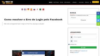 
                            4. Como resolver o Erro de Login pelo Facebook - Free Fire Mania