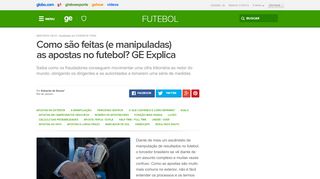 
                            12. Como são feitas (e manipuladas) as apostas no futebol? GE Explica