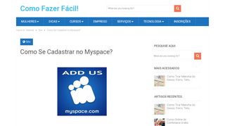 
                            2. Como Se Cadastrar no Myspace? - Como Fazer Fácil!