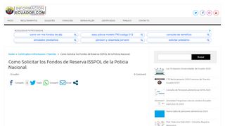 
                            8. Como Solicitar los Fondos de Reserva ISSPOL de la Policia Nacional