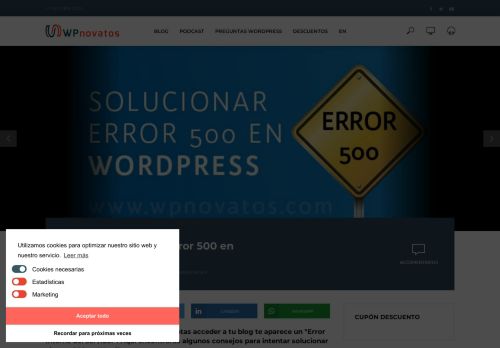
                            1. Cómo solucionar el Error 500 en WordPress | WordPress para Novatos