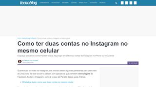 
                            11. Como ter duas contas no Instagram no mesmo celular - Tecnoblog