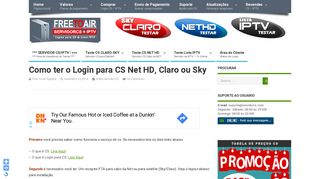 
                            13. Como ter o Login para CS Net HD, Claro ou Sky - Servidor CS