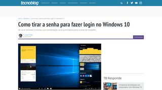 
                            2. Como tirar a senha para fazer login no Windows 10 – Tecnoblog