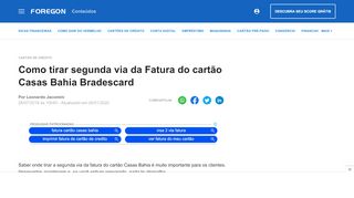 
                            9. Como tirar segunda via da Fatura do cartão Casas Bahia Bradescard ...