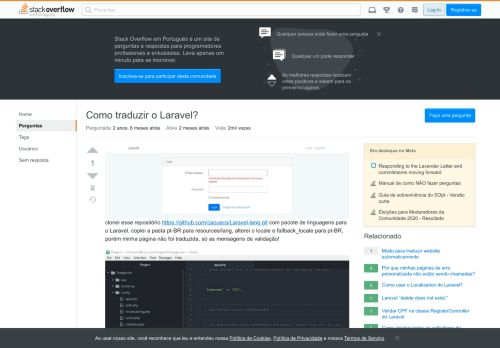 
                            10. Como traduzir o Laravel? - Stack Overflow em Português