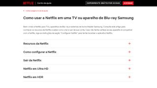 
                            2. Como usar a Netflix em uma TV ou aparelho de Blu-ray Samsung