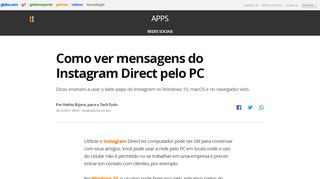 
                            3. Como ver mensagens do Instagram Direct pelo PC | Redes sociais ...