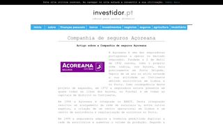 
                            12. Companhia de seguros Açoreana : investidor.pt