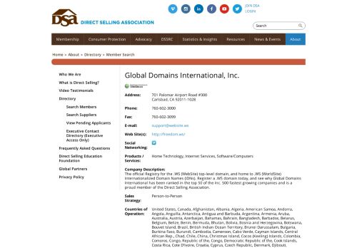 
                            6. Company: Global Domains International, Inc.: DSA