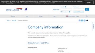 
                            7. Company information | British Airways