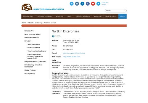 
                            12. Company: Nu Skin Enterprises: DSA