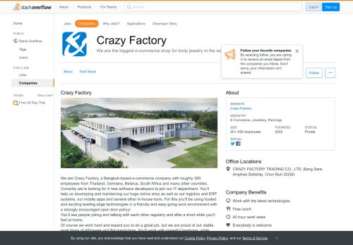 
                            8. Company Page: Crazy Factory - Stack Overflow