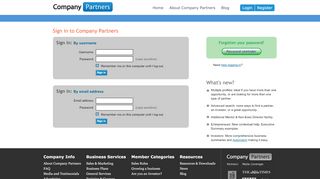 
                            5. Company Partners > log-in page to find partners, mentors, business ...