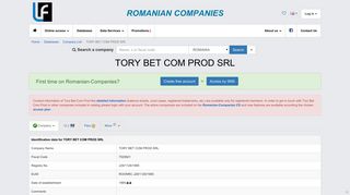 
                            12. Company TORY BET COM PROD SRL tax code 7529921 from Romania