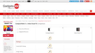 
                            7. Compare Coolpad Note 3 vs Intex Cloud Y2 Price, Specs, Ratings