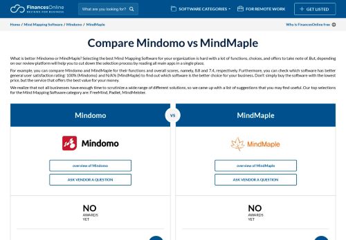 
                            13. Compare Mindomo vs MindMaple 2019 | FinancesOnline