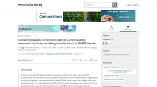 
                            12. Comparing dynamic treatment regimes using repeated‐measures ...