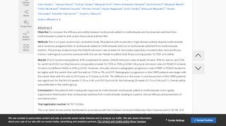 
                            13. Comparison of adding tocilizumab to methotrexate with switching to ...