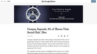 
                            11. Compay Segundo, 95, of 'Buena Vista Social Club,' Dies - The New ...