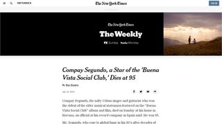 
                            12. Compay Segundo, a Star of the 'Buena Vista Social Club,' Dies at 95 ...