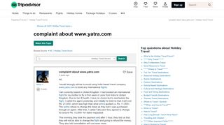 
                            10. complaint about www.yatra.com - Holiday Travel Forum - TripAdvisor