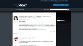 
                            8. Complete jQuery Mobile/ PHP / MySQL app with CSS/JS for IE ...