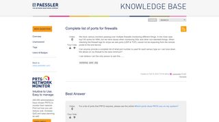 
                            12. Complete list of ports for firewalls | Paessler Knowledge Base