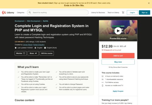 
                            8. Complete Login and Registration System in PHP and MYSQL | Udemy