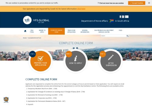 
                            1. Complete Online Form - VFS Global