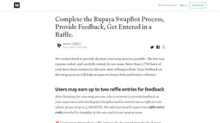 
                            7. Complete the Rupaya SwapBot Process, Provide Feedback, Get ...