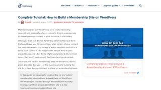 
                            10. Complete Tutorial: How to Build a Membership Site on WordPress