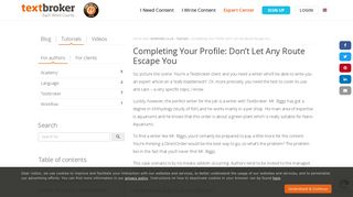 
                            5. Completing Your Profile: Don't Let Any Route Escape You | Textbroker ...