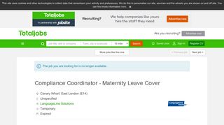 
                            5. Compliance Coordinator|Maternity Cover in Canary Wharf, East ...