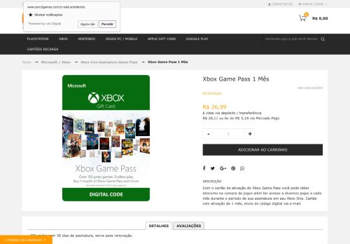 
                            7. Comprar Cartão Xbox Game Pass 1 Mês | Zero3Games
