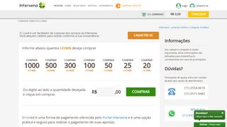 
                            10. Comprar Créditos | Intersena Loterias Online