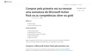
                            5. Comprar ou renovar o Microsoft Action Pack | Microsoft Docs