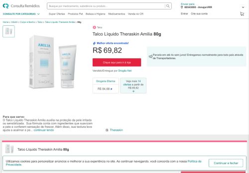 
                            9. Compre Amilia TheraSkin Talco Líquido Com 80g com Menor Preço ...