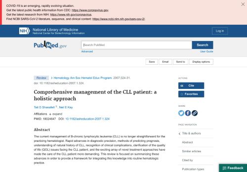
                            13. Comprehensive management of the CLL patient: a holistic ...