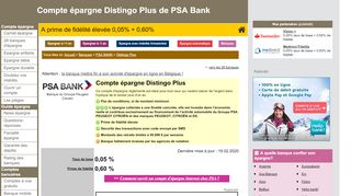 
                            7. Compte d'épargne Distingo Plus de PSA Bank : 0,05% + 0,60 ...