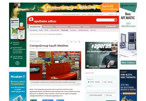 
                            12. CompuGroup kauft Meditec | APOTHEKE ADHOC