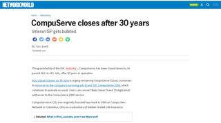 
                            11. CompuServe closes after 30 years | Network World