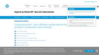 
                            13. Computadores HP - Usar o McAfee LiveSafe Internet Security para ...