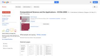 
                            5. Computational Science and Its Applications - ICCSA 2006: ...