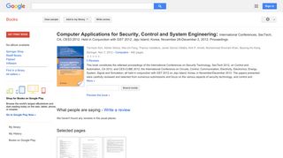 
                            12. Computer Applications for Security, Control and System Engineering: ...